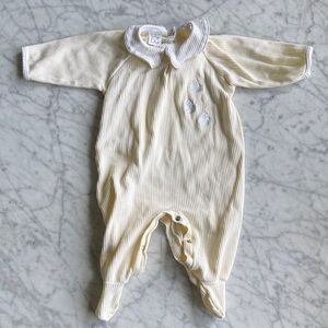 Baby Dior light Yellow Ribbed Footed One-Piece Romper